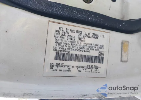 1997 Mercury Grand Marquis Gs из США, поврежденный, VIN 2MELM74W0VX627572